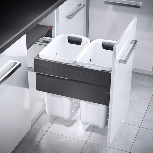 Hailo Wasmand 50 - Afvalsysteem 66 liter Donkergrijs/Wit