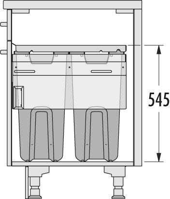 Hailo Tvättvagn 50 - Afvalsysteem 66 liter Mörkgrå/Vit