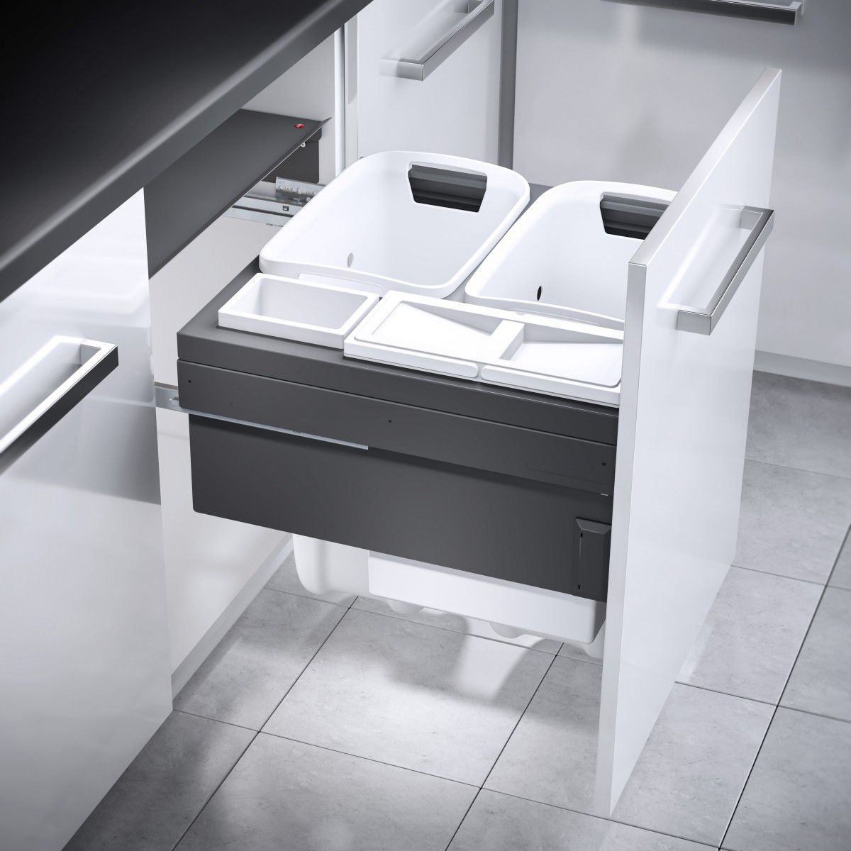 Hailo Laundry Carrier 600 - Tvättsystem för utdragbar tvätt Mörkgrått/Vitt