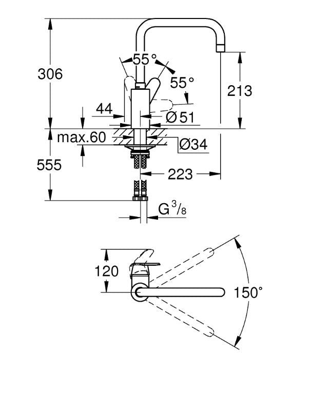 Grohe Eurodisc Cosmopolitan 32259003 Keittiöhana Kromi