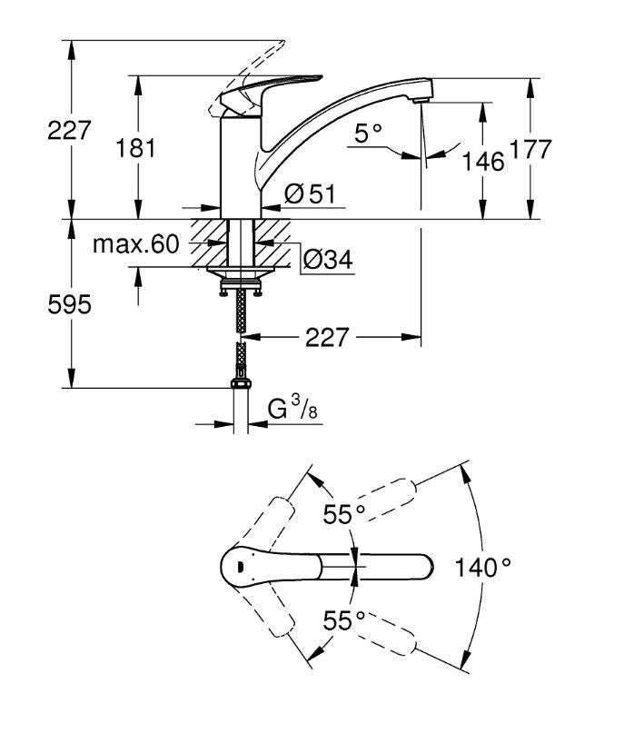 Grohe Eurosmart 33281003 Köksblandare Krom