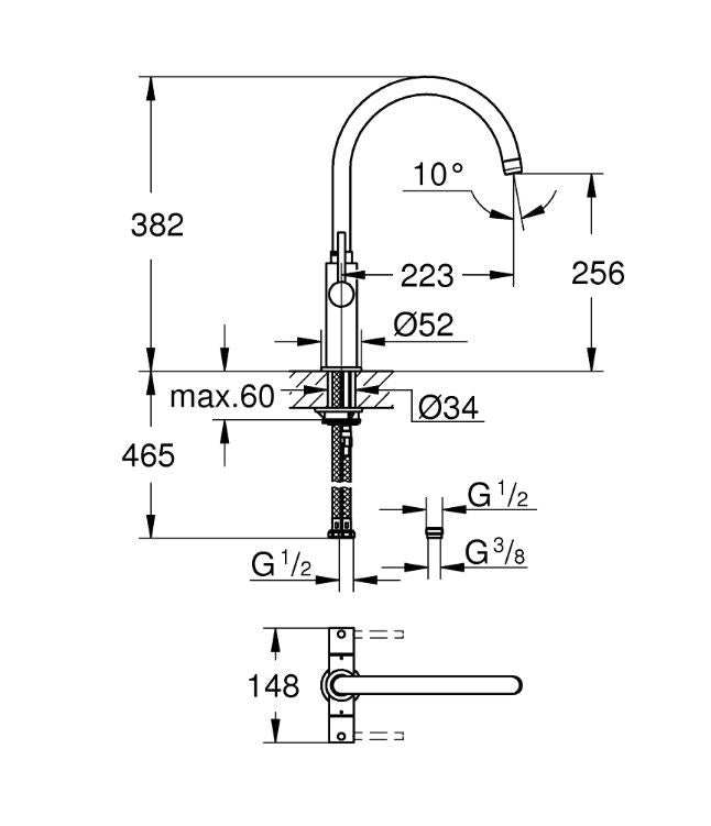 Grohe Ambi 30190000 Tvågrepps köksblandare krom