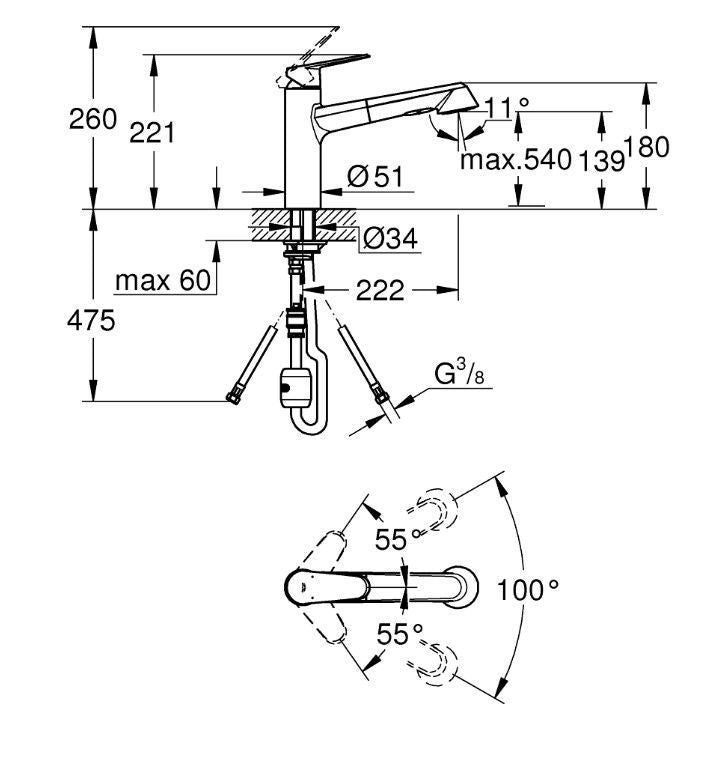 Grohe Eurodisc Cosmopolitan 32257002 Köksblandare Krom