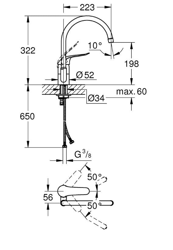 Grohe Euroeco 32786000 Köksblandare Krom