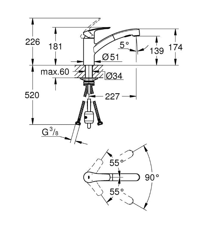 Grohe Eurosmart 30305001 Köksblandare Krom
