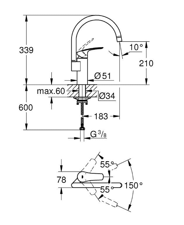 Grohe Eurosmart 33202003 Köksblandare Krom