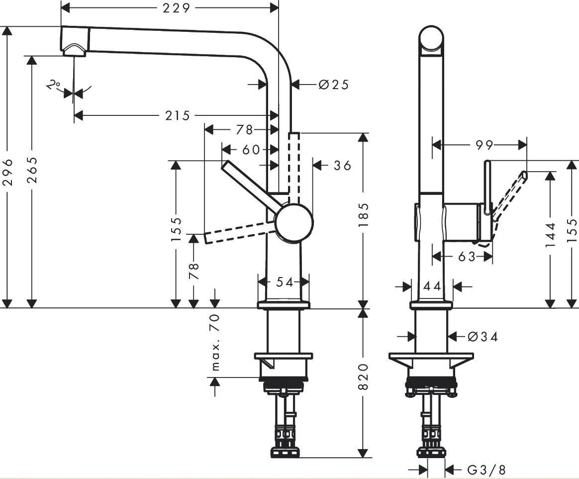 Hansgrohe A41 40438 800 Roestvaststaal look