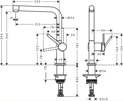Hansgrohe A41 40438 800 Roestvaststaal look