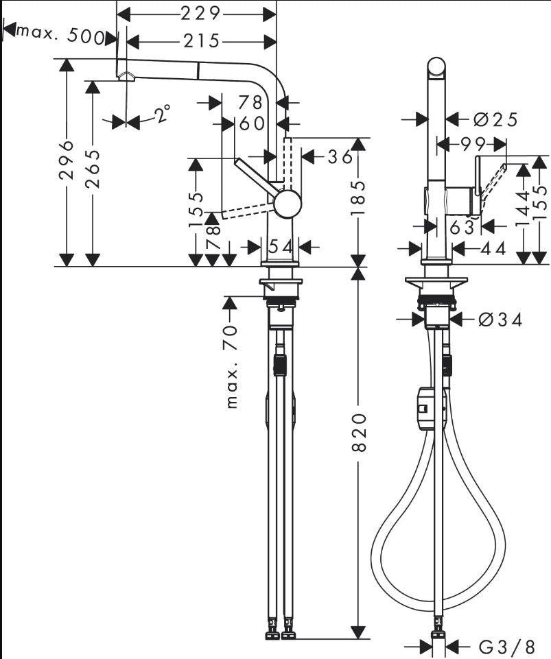 Hansgrohe Talis M54 72808670 Grifería de cocina Negro mate