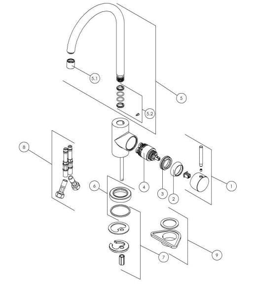 Alpha OZ 133 Kitchen Faucet Chrome