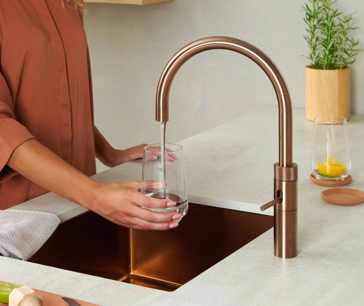 Quooker Fusion Round mit COMBI Reservoir & CUBE Reservoir 5-in-1 Küchenarmatur Kupfer Rosé