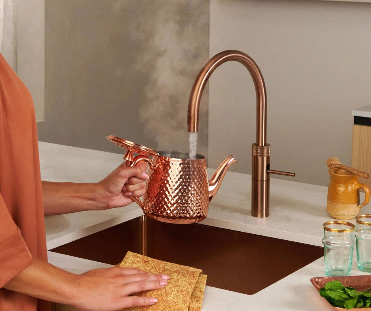 Quooker Fusion Round mit COMBI Reservoir & CUBE Reservoir 5-in-1 Küchenarmatur Kupfer Rosé