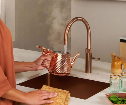 Quooker Fusion Round mit COMBI Reservoir & CUBE Reservoir 5-in-1 Küchenarmatur Kupfer Rosé