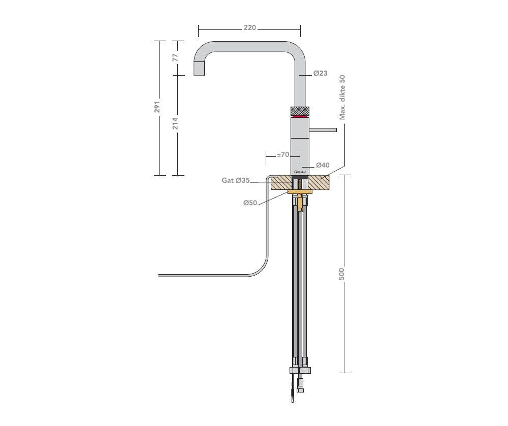 Quooker Fusion Square mit COMBI+ Reservoir & CUBE Reservoir 5-in-1 Küchenarmatur Schwarz