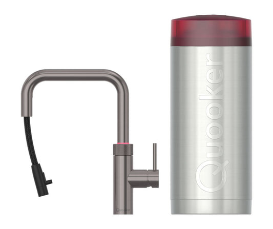 Quooker Flex Square COMBI+ i Gun Metal kök med utdragbar slang