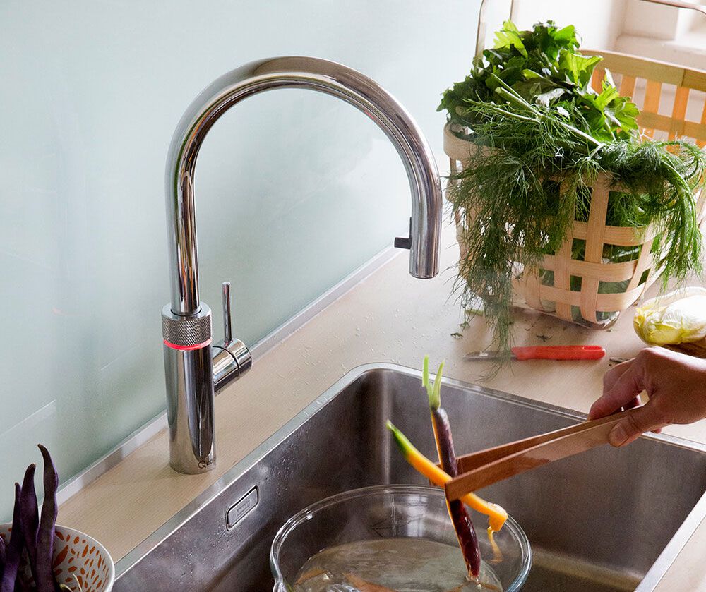 Quooker Flex mit COMBI+ Reservoir & CUBE Reservoir 5-in-1 Küchenarmatur Chrom